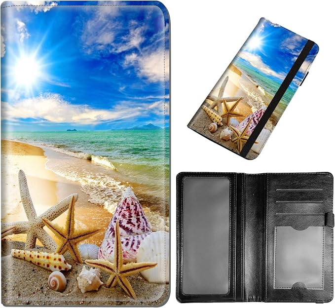 DEGDFSGR Checkbook Cover PU Leather Checkbook Covers for Women for Duplicate Checks, Check Book Covers with RFID Blocking Function for Personal Checkbook (Sunshine Beach)