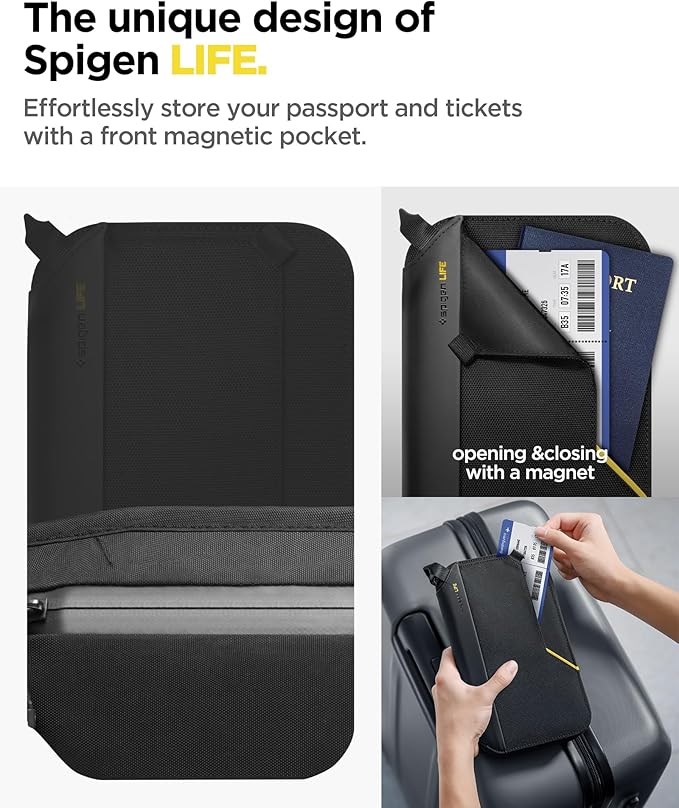 Spigen Life for Passport Card Cover Holder with RFID Blocking Technology Wallet Travel Documents Organizer Protector Accessories, SIM Card Pin Included