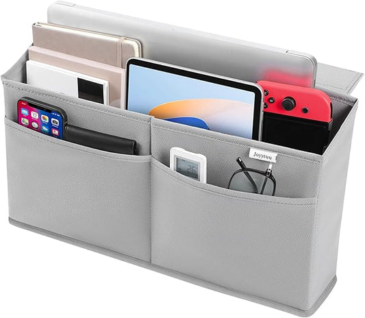 Desk Side Hanging Organizer, Adhesive Storage Bag with Pockets for Magazine Ipad Notebook, for End Tables Home Office Desks Computer Workstations Dressing Table, Grey