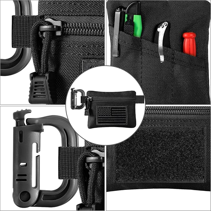 FRTKK 2 Pack Tactical Compact EDC Pouches Military Molle Utility Pouch Accessories Organizer Pouch Coin Purse Keychain Pocket Credit Card Holder Waist Pack