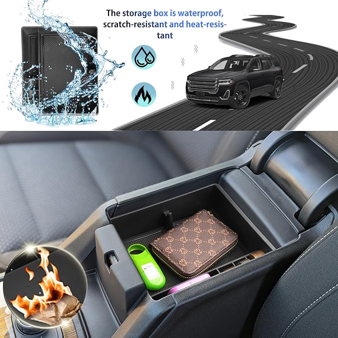SHAOHAO 2023 GMC Acadia Center Console Organizer - Fit for 2018-2023 Acadia SL, SLE, SLT, AT4, Denali - Secondary Storage Box Insert Tray Pallet
