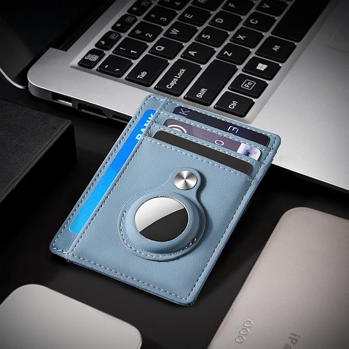 Hawanik Slim Minimalist Front Pocket Air Tag Wallet, RFID Blocking Card Holder Wallet with Airtag Holder