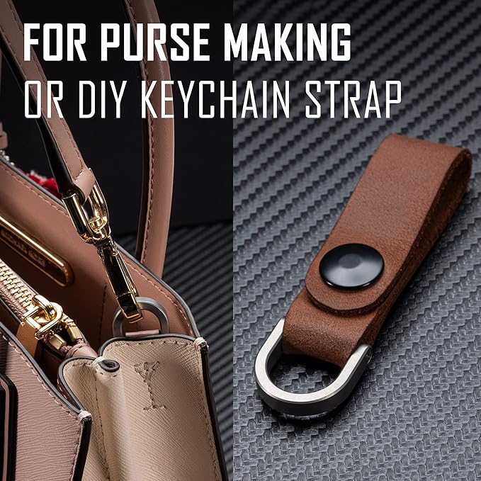 KeyUnity KA17 Titanium D Ring Key Shackle, U Shape Key Ring Horseshoe Clasp for Car Fob, DIY Leather Key Organizer Keychain
