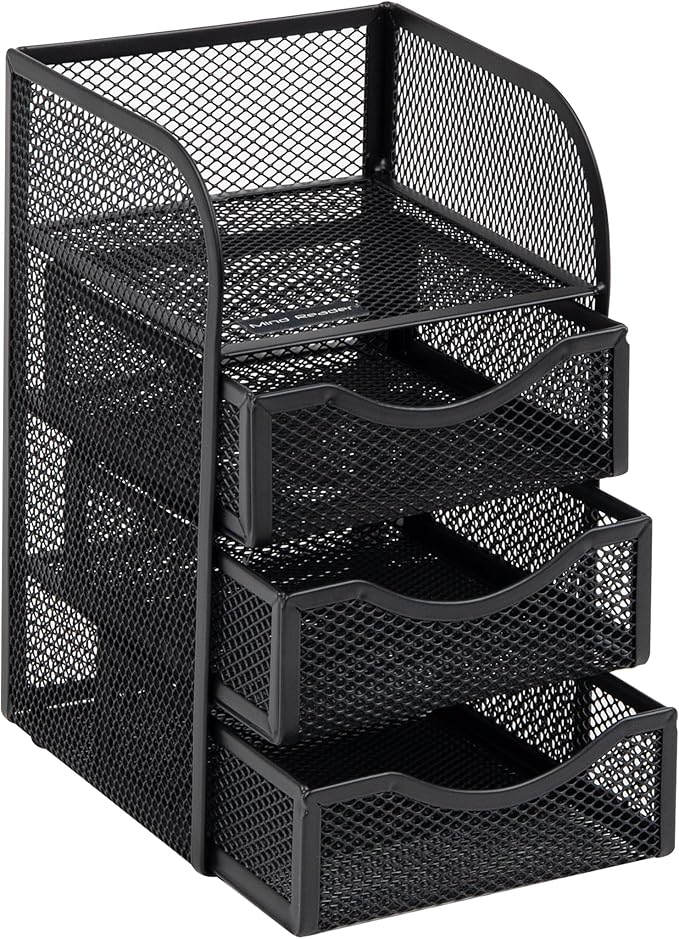 Mind Reader Desktop Accessory Storage, Paper Binder Clip Basket, Workspace, Office, Metal Mesh, 4.75"L x 5"W x 8"H, Black