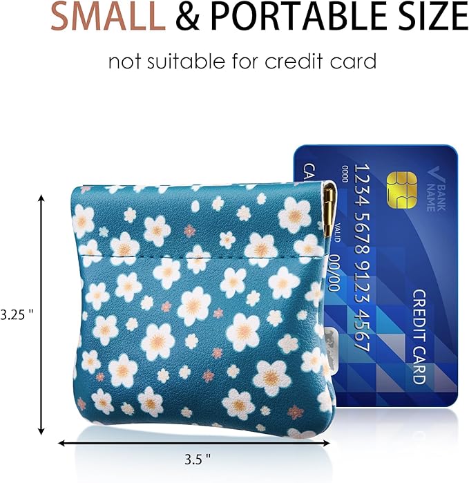 Travelambo Leather Squeeze Coin Purse Pouch Change Holder For Men & Women