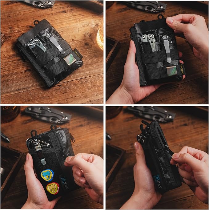 VIPERADE VE18 EDC Pouch, Pocket Organizer for Men, EDC Pocket Organizer, 3 Slots with 2 Zipper Pockets, Multitool Pouch