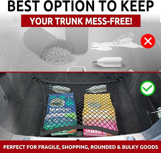 Floor Style Automotive Elastic Trunk Mesh Cargo Net for for BMW 4 Series 420i 428i 430i 435i 440i M4 2014-2025 - Premium Trunk Organizer and Storage - Luggage Net for Coupe - Best Car Organizer