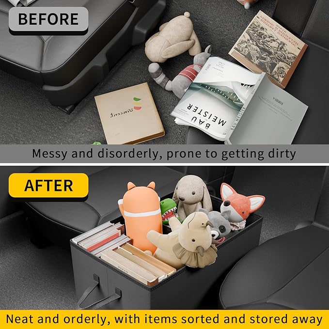 Seat Aisle Storage Box Compatible with 2020-2026 Ford Explorer Rear Car Seat Organizer Foldable Backseat 2nd Row Kids Toys Travel Storage Bin for 2025 Explorer 6 Seats Accessories
