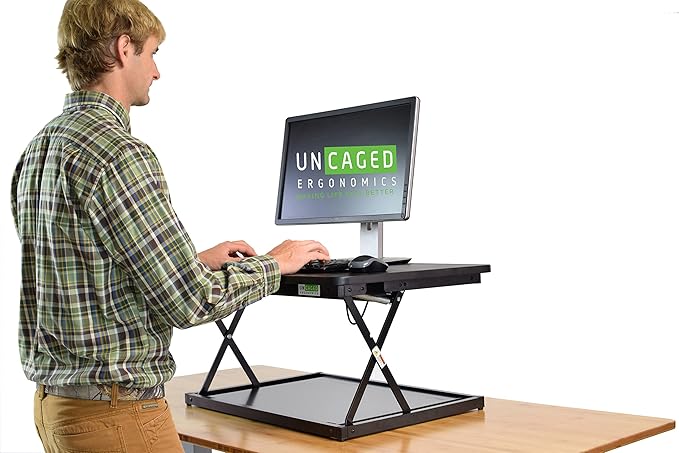 Uncaged Ergonomics CHANGEdesk Mini - Affordable Height Adjustable Stand Up Desk Conversion and Laptop Standing Desk Converter (2 Pack | Black)