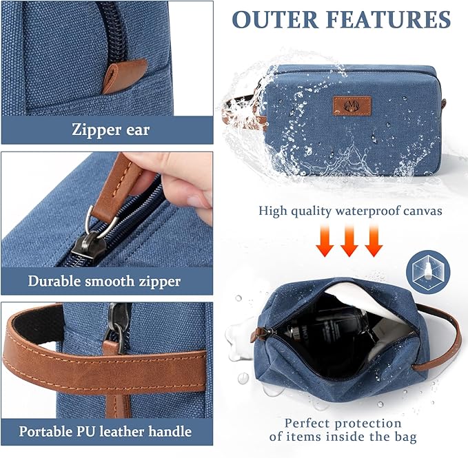 Janhavi Waterproof Makeup Bag Organizer,Groomsmen Gifts,Travel Bag Canvas Laser Engraved Initials & Wheat Ear, Men's Accessories Storage, Travel Bags for Men, Travel Essentials (Blue Z)