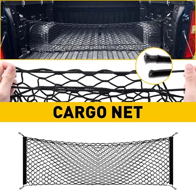 for Chevy Colorado & GMC Canyon Envelope Style Truck Bed Cargo Net - Fits Colorado Canyon Accessories Cargo Net for Pickup Truck Bed - Heavy Duty Carabiners