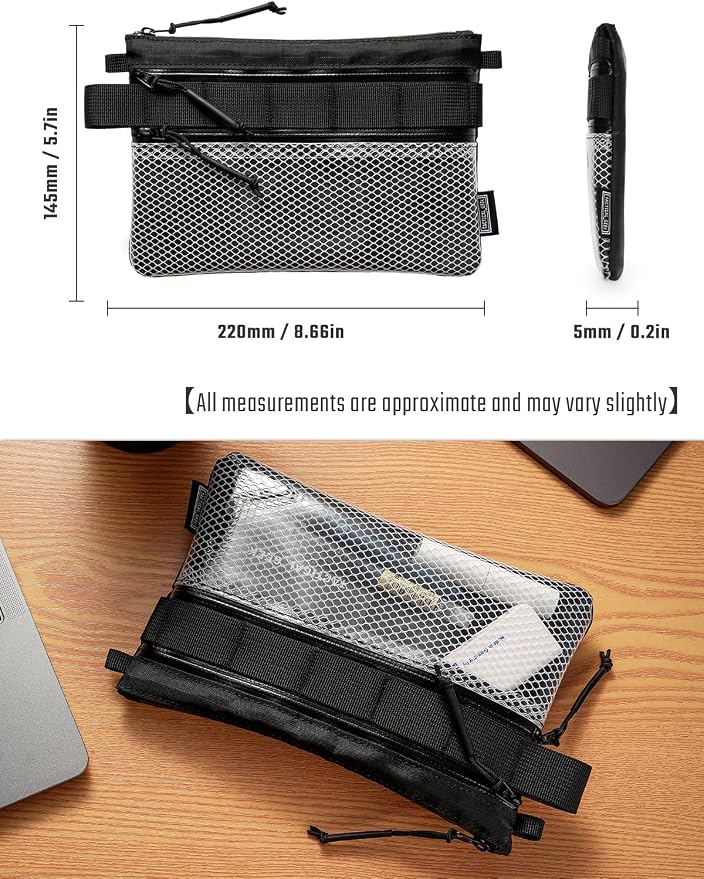 TACTICAL_GEEK EDC Modular Carry Pouch, Waterproof Nylon Organization, Multifunctional Utility Carry Pouch, Semi-Transparent Mesh Pouch for Storing Tools, Daily Necessities