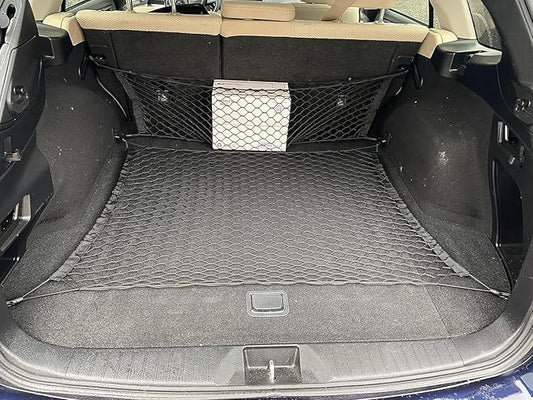 Floor + Envelope Style Automotive Elastic Trunk Mesh Cargo Net for Subaru Outback 2010-2019 - Premium Trunk Organizers and Storage - Luggage Net for SUV - Best Car Organizer for Subaru Outback