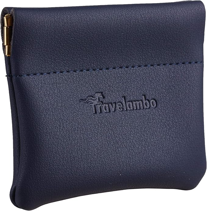 Travelambo Leather Squeeze Coin Purse Pouch Change Holder For Men & Women