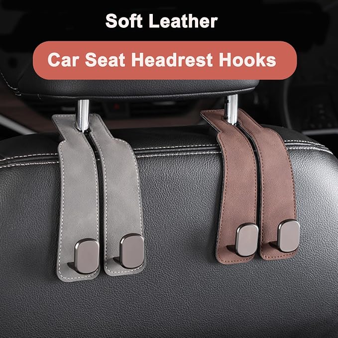 Amelity Universal Car Headrest Hooks, Women’s Car Interior Accessories for Purses Handbags Grocery & Backpacks, Black 2 Pack
