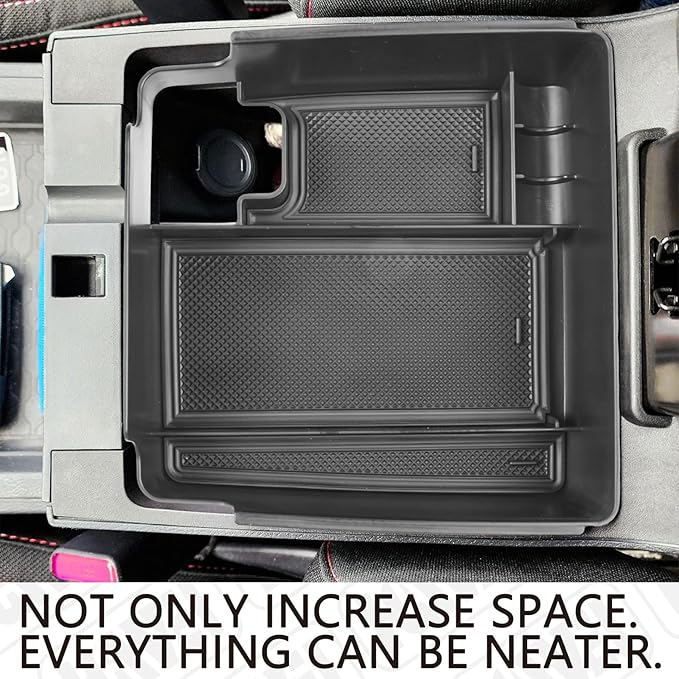HGWEI Center Console Organizer Compatible with 2022 2023 2024 2025 2026 Nissan Frontier Interior Accessories, Pickup Truck Armrest Secondary Storage Box ABS Insert Tray Coin Container, Black