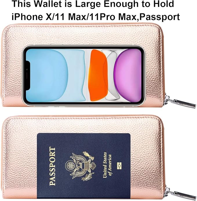 Lavemi Small Compact Women Wallet RFID Blocking Genuine Leather Bifold Purse with ID Windows