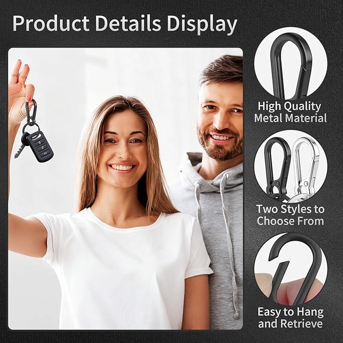 4Pcs Key Organizer Key Chain, Metal Carabiner Keychain for Car Keys, Durable Keyring Holder Keychain Clip for Men Women