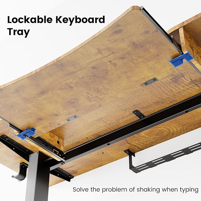 HUANUO 48" x 26" Electric Standing Desk with 2 Drawers & 26.7" Large Keyboard Tray, C-Clamp Mount Compatible, Adjustable Computer Desk for Home Office, Stand Up Desk with 4 Height Presets, Vintage