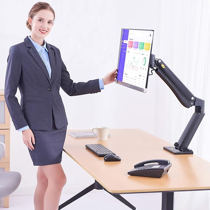 NB North Bayou Heavy Duty Monitor Arm Desk Mounts, Full Motion Mount Fits for 24"-42" Big Screen with Heavy Weight Capacity 4.4lbs-33lbs, Height Adjustable with Clamp, Grommet Mounting Base, NB45-B