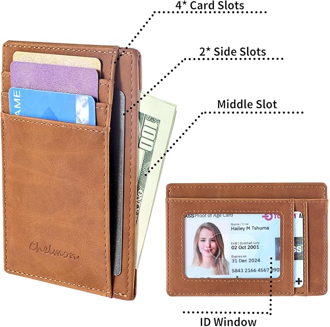 Chelmon Slim Wallet for Men, Minimalist Front Pocket RFID Blocking Credit Card Holder