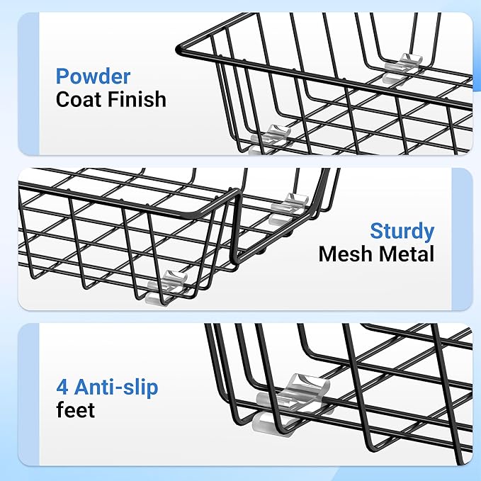 Gawerk Letter Desk Tray Organizer, A4 File Tray Magazine Files Storage Basket Organizer Bin, Black, 3 Pack