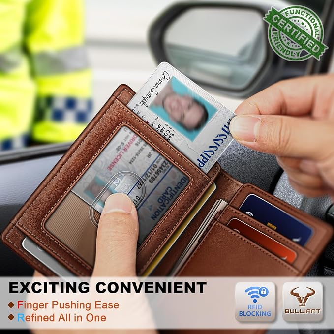 BULLIANT Slim Wallet For Men 12Cards,Magnetic Flip Build-in Money Clip Airtag Compatible-RFID Blocking