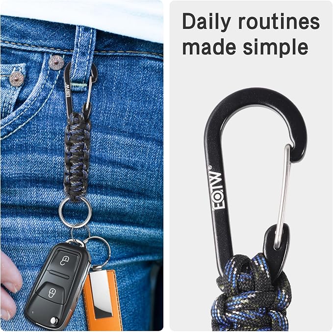 EOTW Carabiner Keychain,Paracord Keychain Small Aluminum Clip D Ring for Camping, Hiking, Fishing, Or As A Key Organizer