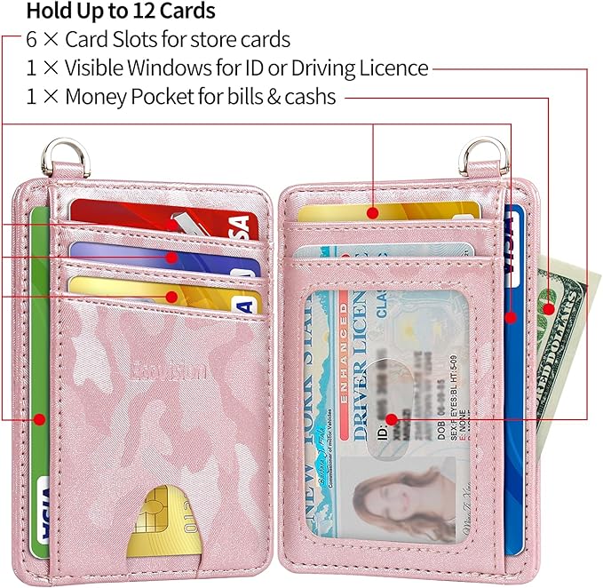 EcoVision Slim Minimalist Front Pocket Wallet, RFID Blocking Credit Card Holder Wallet with Detachable D-Shackle for Men Women