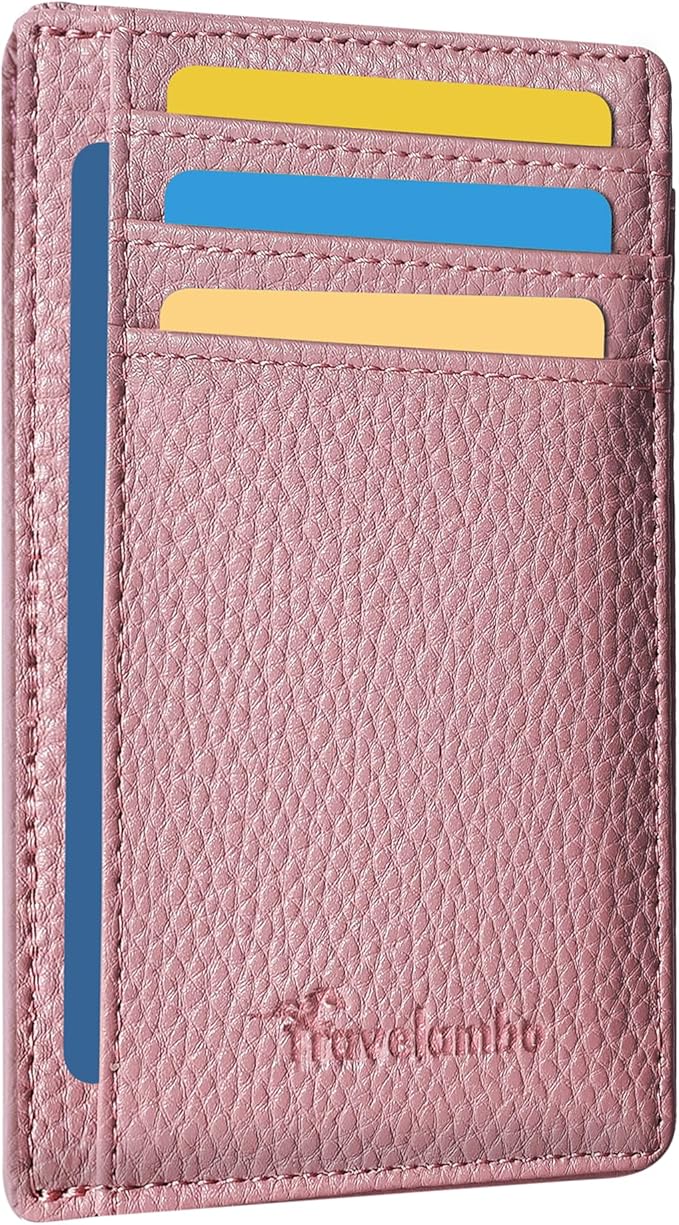 Travelambo Front Pocket Minimalist Leather Slim Wallet RFID Blocking Medium Size