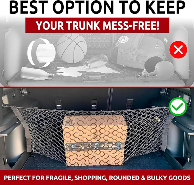 Trunk Envelope Style Automotive Elastic Mesh Cargo Net for Ford Bronco Sport 2021-2025 - Trunk Organizers and Storage - Luggage Net for SUV - Best Car Organizer for Ford Bronco Sport