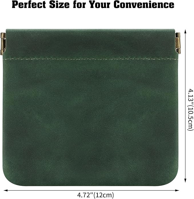 Jack&Chris Mini Coin Purse, Genuine Leather Small Coin Wallet, Leather Squeeze Coin Purse Pouch Change Holder For Men & Women, JC309