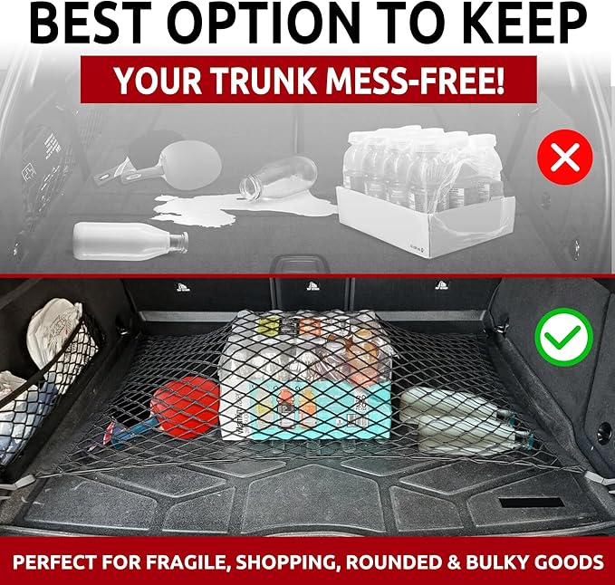 Rear Trunk Floor Style Automotive Elastic Mesh Cargo Net for Mercedes-Benz GLE W167 2020-2025 - Premium Trunk Organizers and Storage - Luggage Net for SUV - Best Car Organizer for Mercedes-Benz GLE