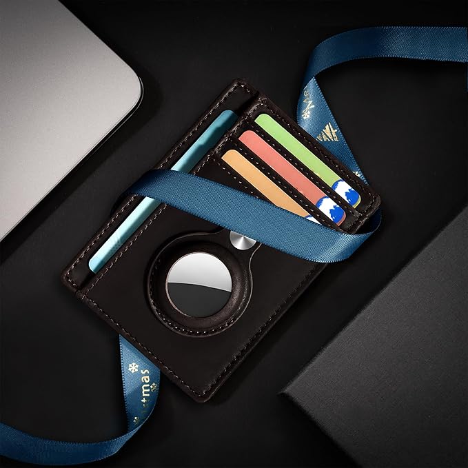 Hawanik Slim Minimalist Front Pocket Air Tag Wallet, RFID Blocking Card Holder Wallet with Airtag Holder