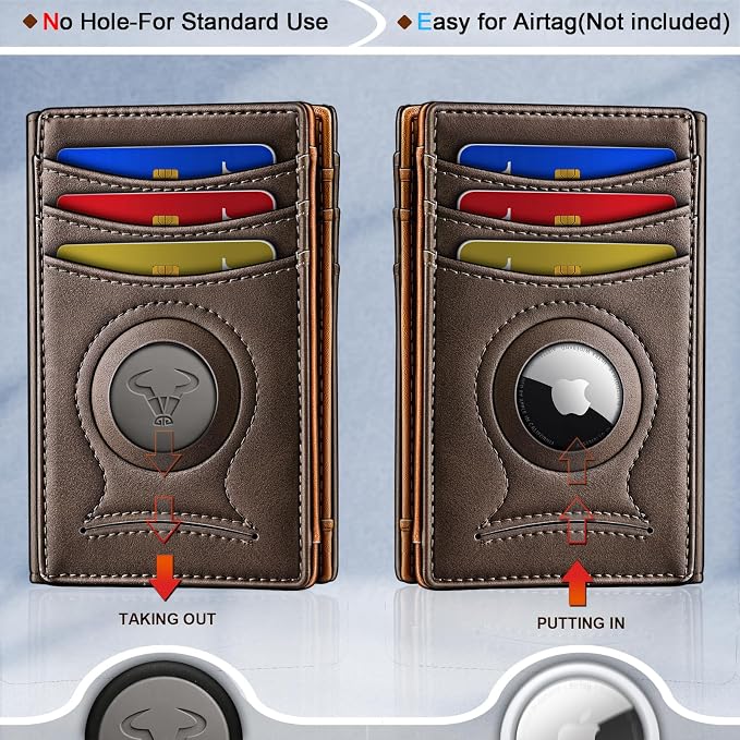 BULLIANT Slim Wallet For Men 12Cards,Magnetic Flip Build-in Money Clip Airtag Compatible-RFID Blocking