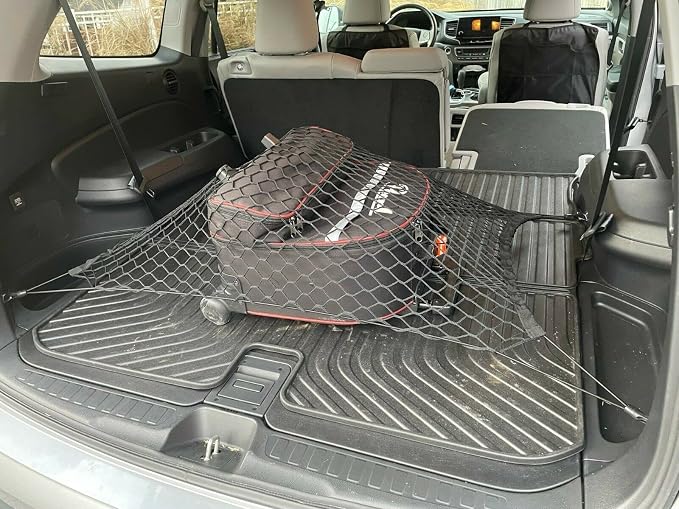 Rear Trunk Organizer Cargo Net for Honda Pilot 2016-2026 – Floor Style Cargo Net for SUV – Premium Mesh Elastic Car Trunk Organizer Vehicle Carrier Storage – Compatible with Pilot