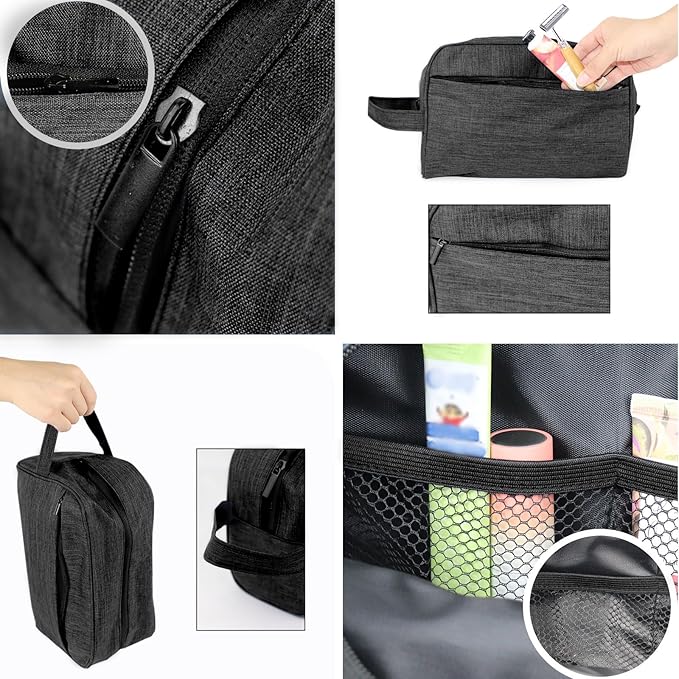 Travel Toiletry Bag - Durable Waterproof Material with Multi-Compartment Organization, Compact Size, Lightweight Portable Hanging Dopp Kit for Toiletries & Travel Accessories (black)