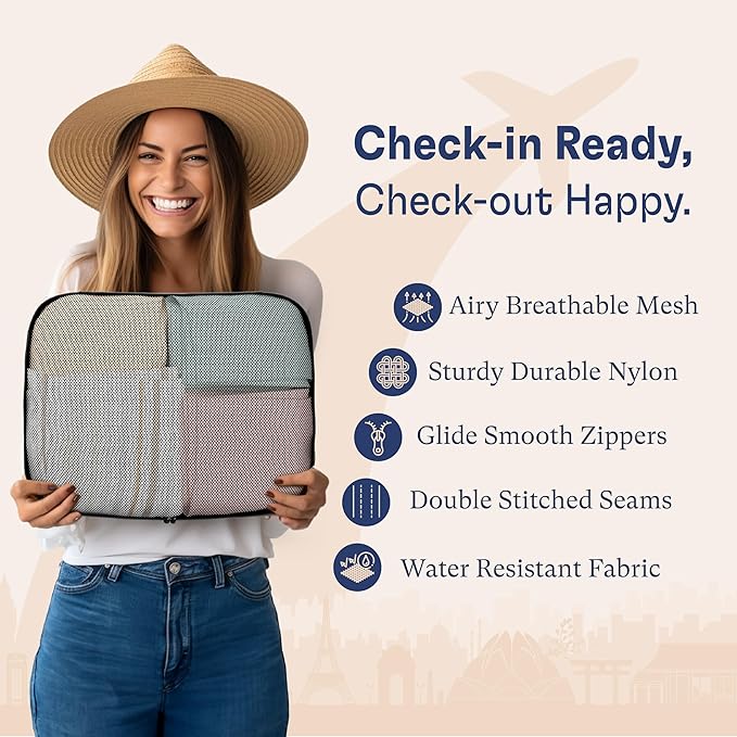 Shacke Packing Cubes for Travel 8 Set - Premium Luggage Organizer Bags - Versatile Travel Organizer for Women and Men - Optimized Packing Bags - Travel Essentials (Air Black)