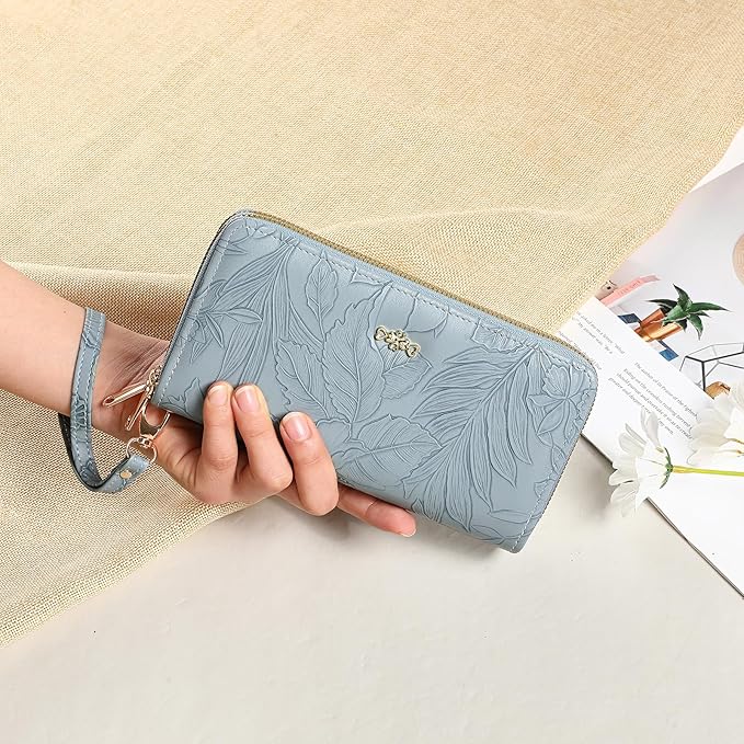 RNIEGA Wallet for Women Clutch Double Zip Around Credit Card Holder Leather Women's Wallet Large Capacity