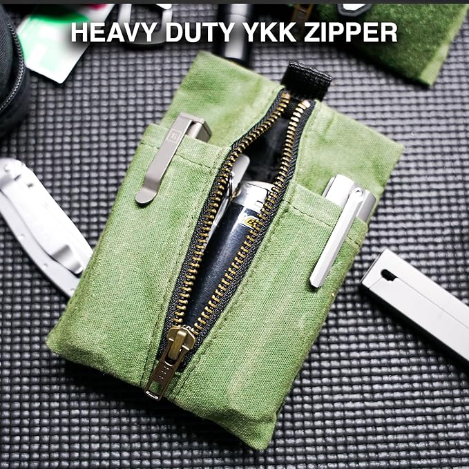 EDC Canvas Pouch (EDC Canvas Pouch, Pocket Organizer, Mighty Pouch for Men, EDC Bags with Velcro, Small Tool Pouch, Utility Pouch for Multitools, Waxed Compact Organizer