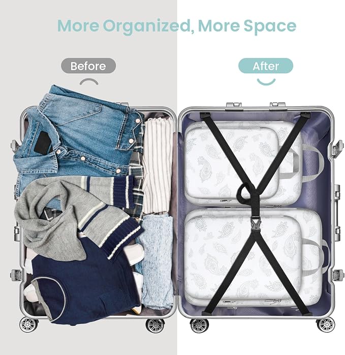 Cambond Compression Packing Cubes for Travel - Lightweight Expandable Travel Bags Luggage Organizers Travel Essentials Compression Cubes for Travel Space Saver for Carry on Suitcases Organizer