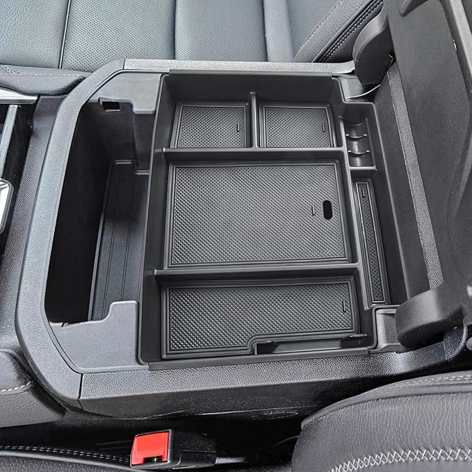EDBETOS Power Sliding Console Organizer Compatible with 2021-2024 2025 2026 Chevy Tahoe Suburban/GMC Yukon Accessories Armrest Box Insert Tray,(NOT Fit Standard Console with charging socket),Black