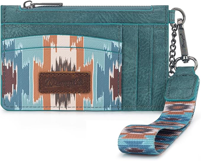 Montana West X Wrangler Small Credit Card Holder for Women Aztec Keychain Wristlet Wallet Slim Credit Card Wallet, Card Cases & Money Organizers with Coin Purse