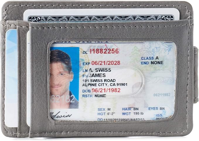 alpine swiss Harper Mens RFID Slim Money Clip Front Pocket Wallet Minimalist Leather ID Card Holder | RFID