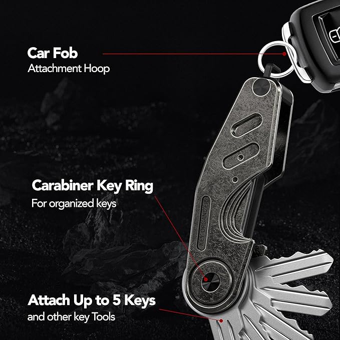 Key Organizer Compact Key Holder, Minimalist Clutter-Free EDC Smart Keychains, Metal Car Key Chain Secures 2-6 keys