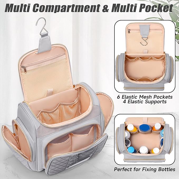 Tealari Large Toiletry Bag for Women Men,Bathroom Bag,Water Resistant Shower Bag,Makeup Bag,Portable Shower Caddy for College Dorm,Hanging Travel Toiletry Bag with Transparent Waterproof Phone Pocket