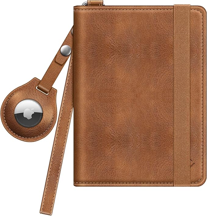 Fintie Passport Holder with Airtag Holder, Slim Travel Wallet RFID Blocking Passport Cover Protector Essentials with Credit Card Slots for Women/Men