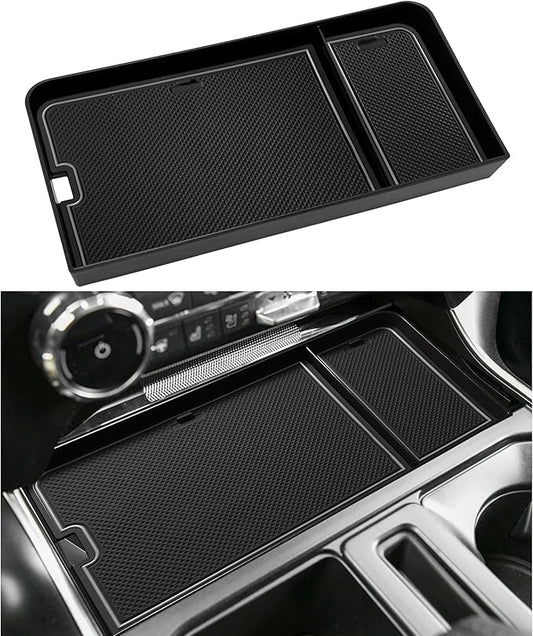 SENSHINE Center Console Organizer Tray for Ford F150 2021-2024/Lightning XLT 2022-2024 Interior Accessories Hidden Insert Storage Box with USB Hole Fit Front Shifter Open Pocket (Gray)
