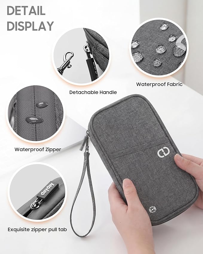 Family Passport Holder Organizer, RFID Blocking Travel Document Case, Lightweight Large Passport Cover Case Waterproof Bag Document Organizer for Women & Men