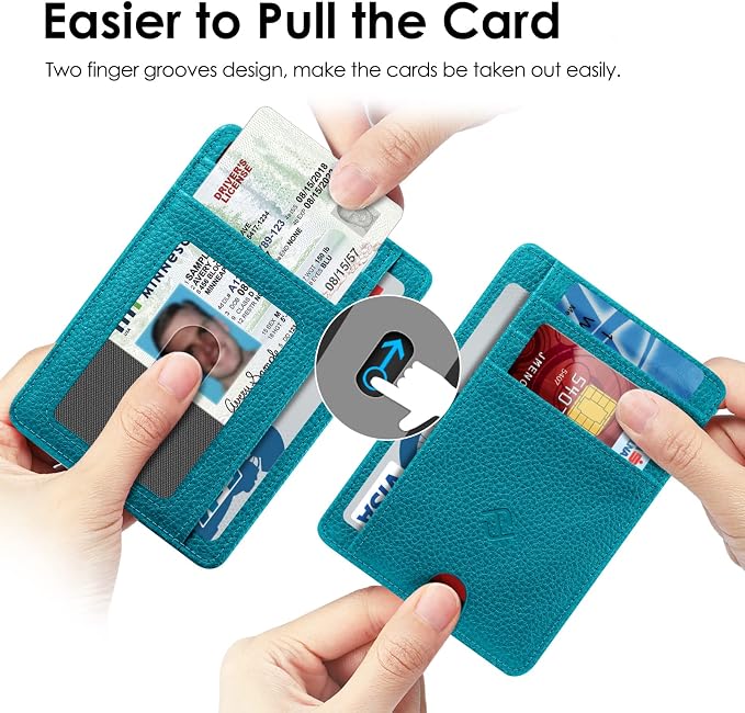 FINTIE Slim Minimalist Front Pocket Wallet, RFID Blocking Credit Card Holder Card Cases with ID Window for Men Women (Legacy Teal)